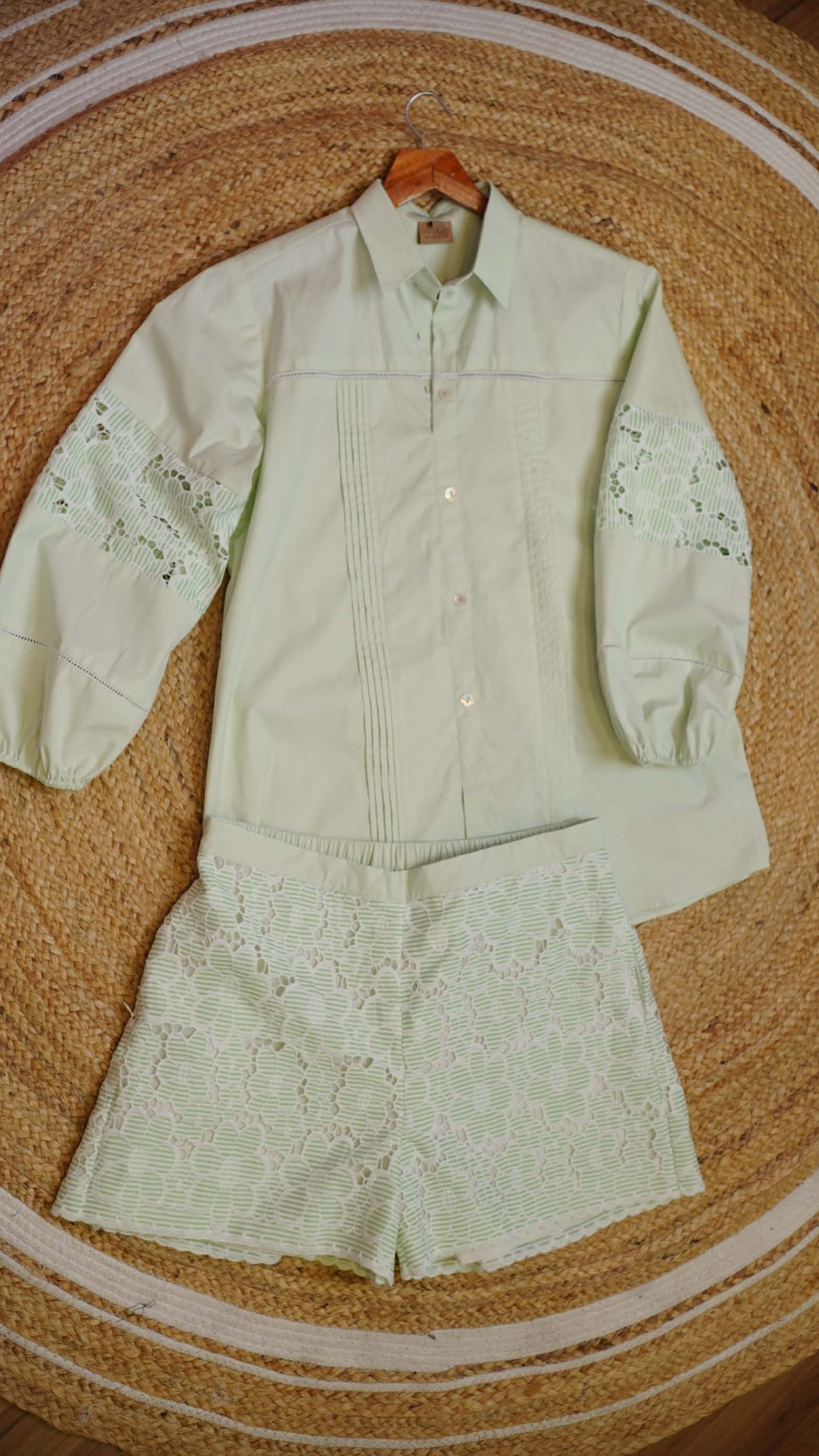 Lime green cutwork Coord set