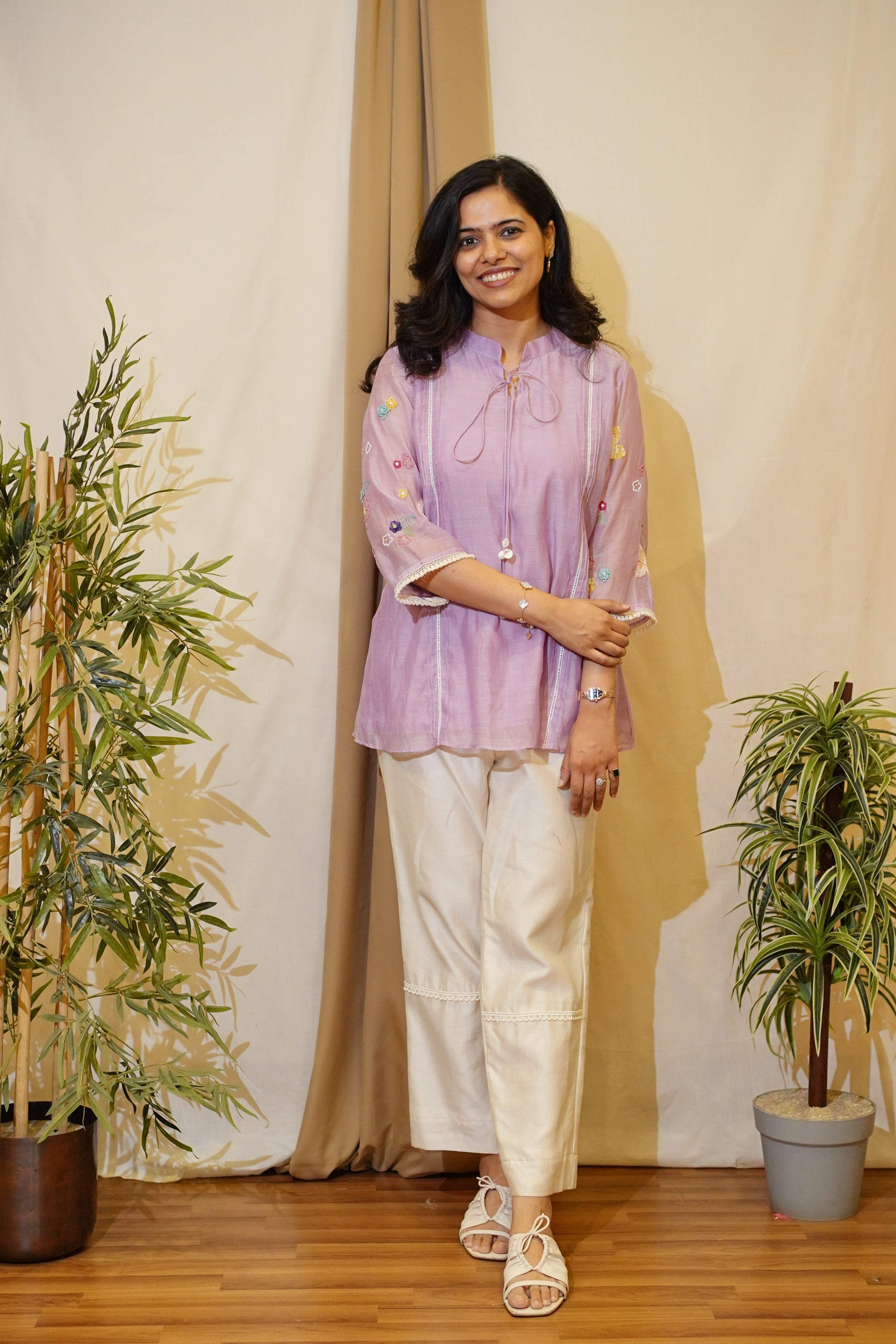 Lilac Embroidered Shirt