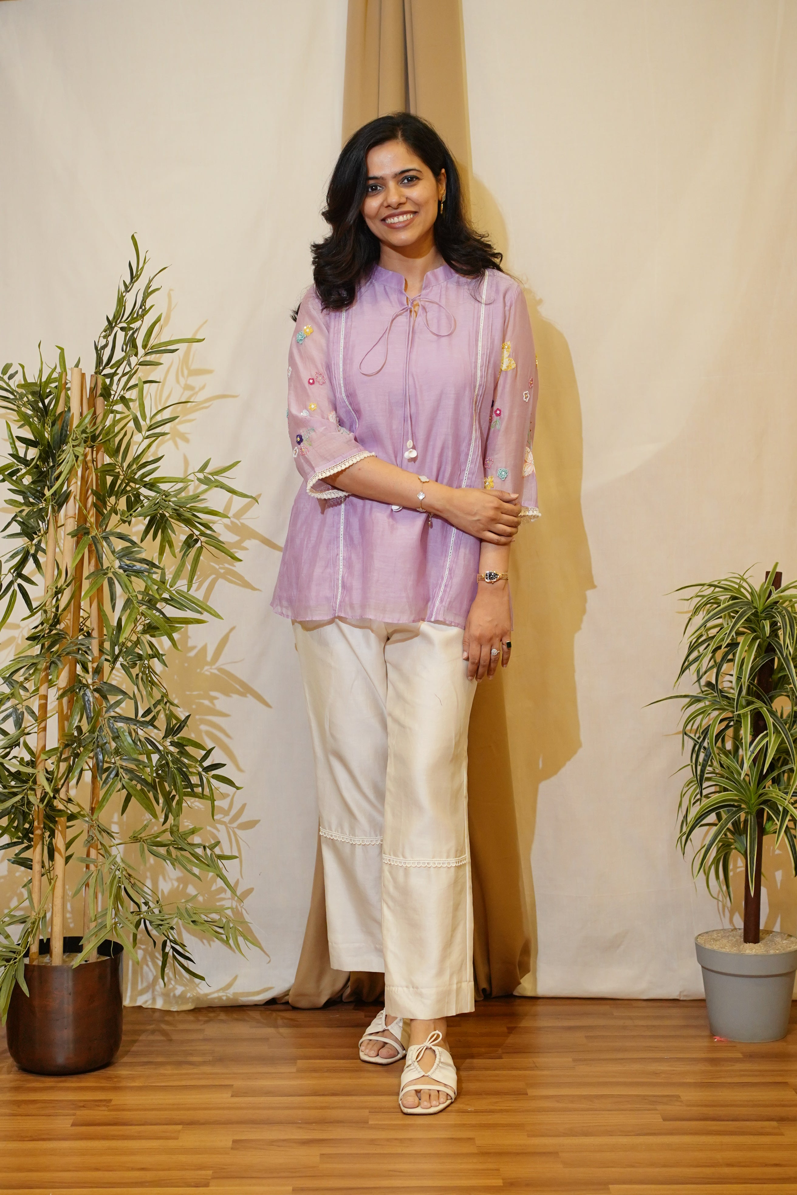 Lilac Embroidered Shirt