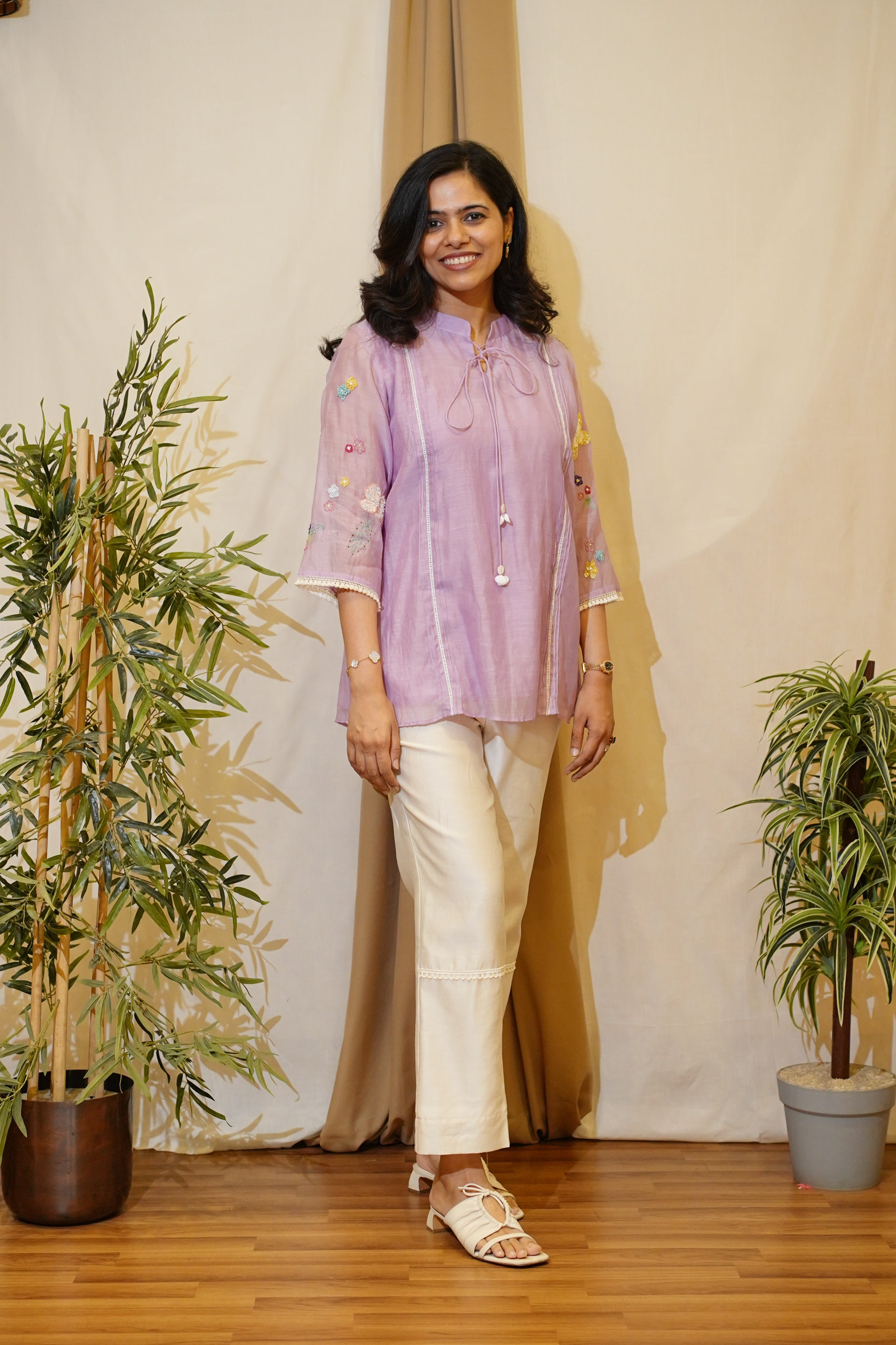 Lilac Embroidered Shirt