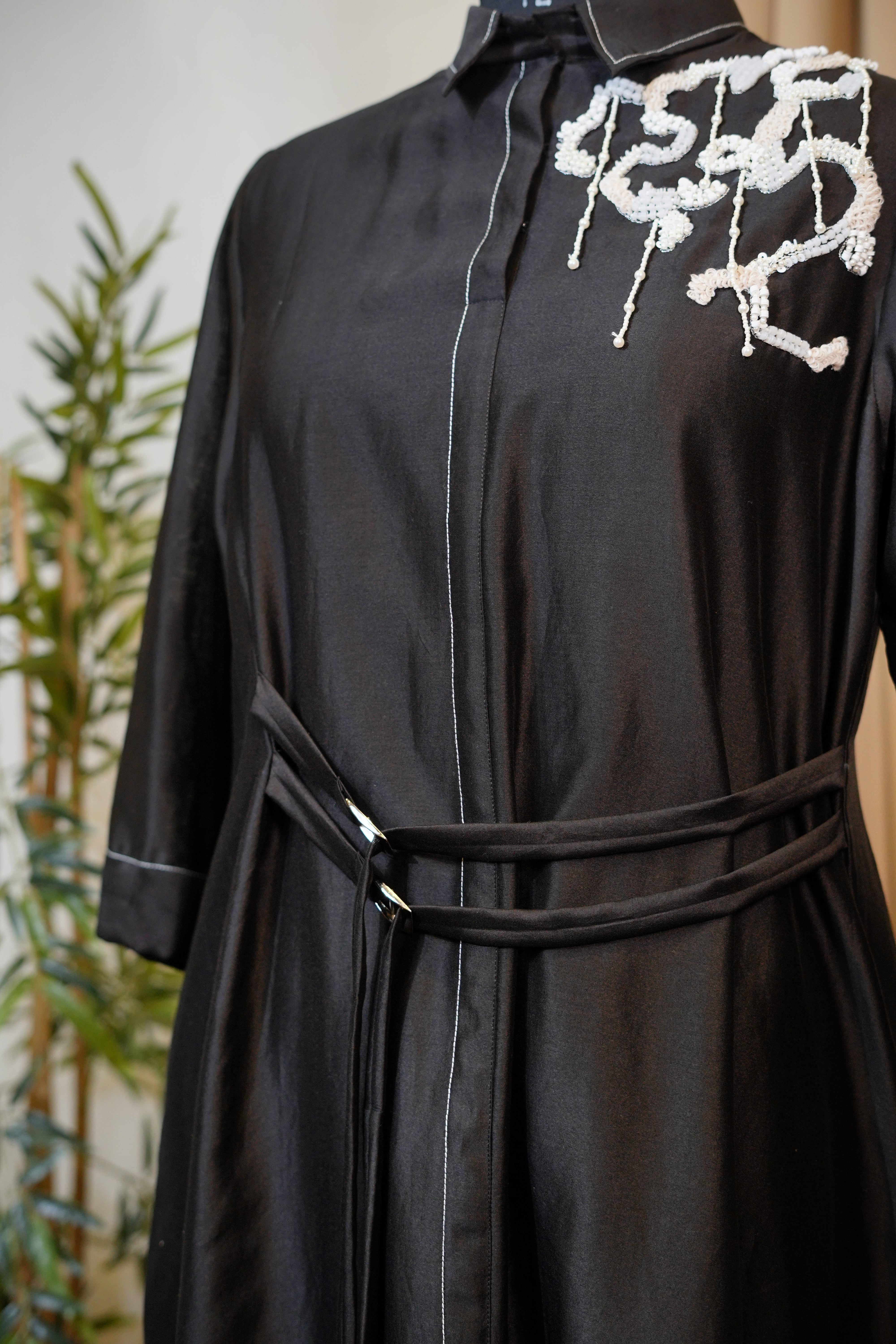 Black Radiance Belted Dress