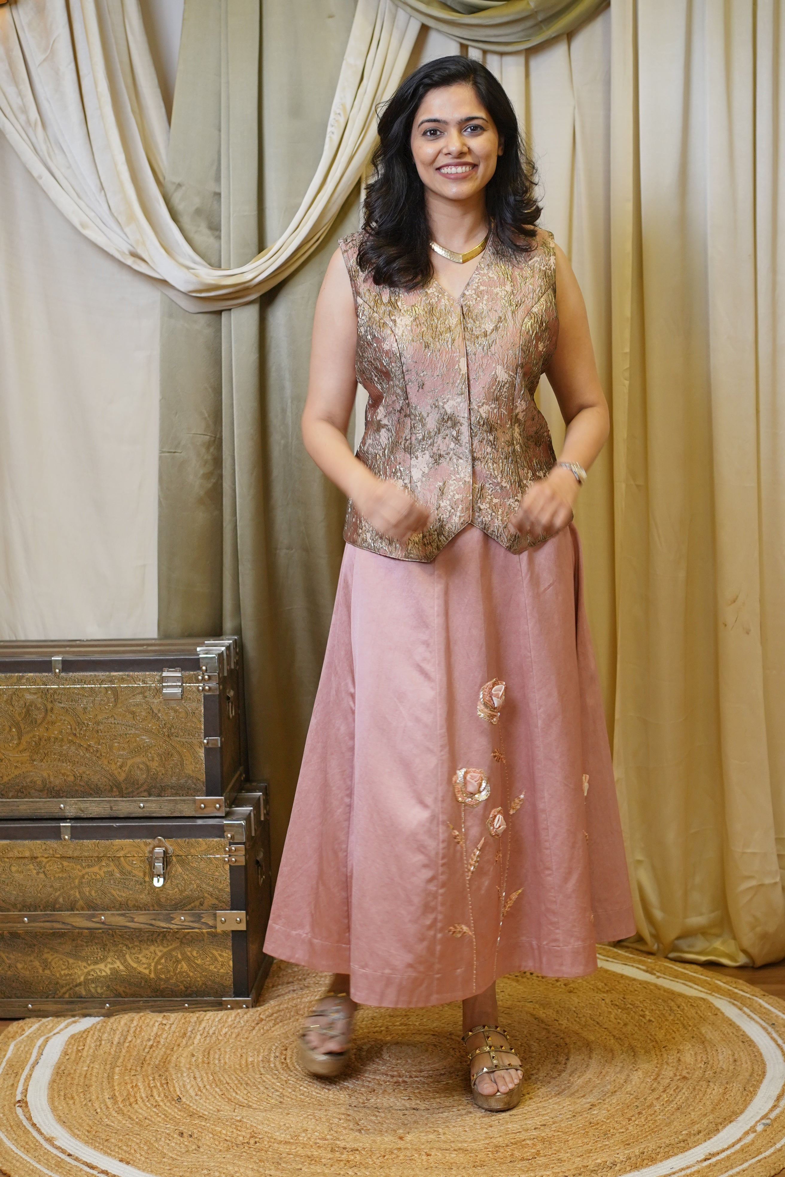 BLUSH HARMONY JACKET SKIRT SET