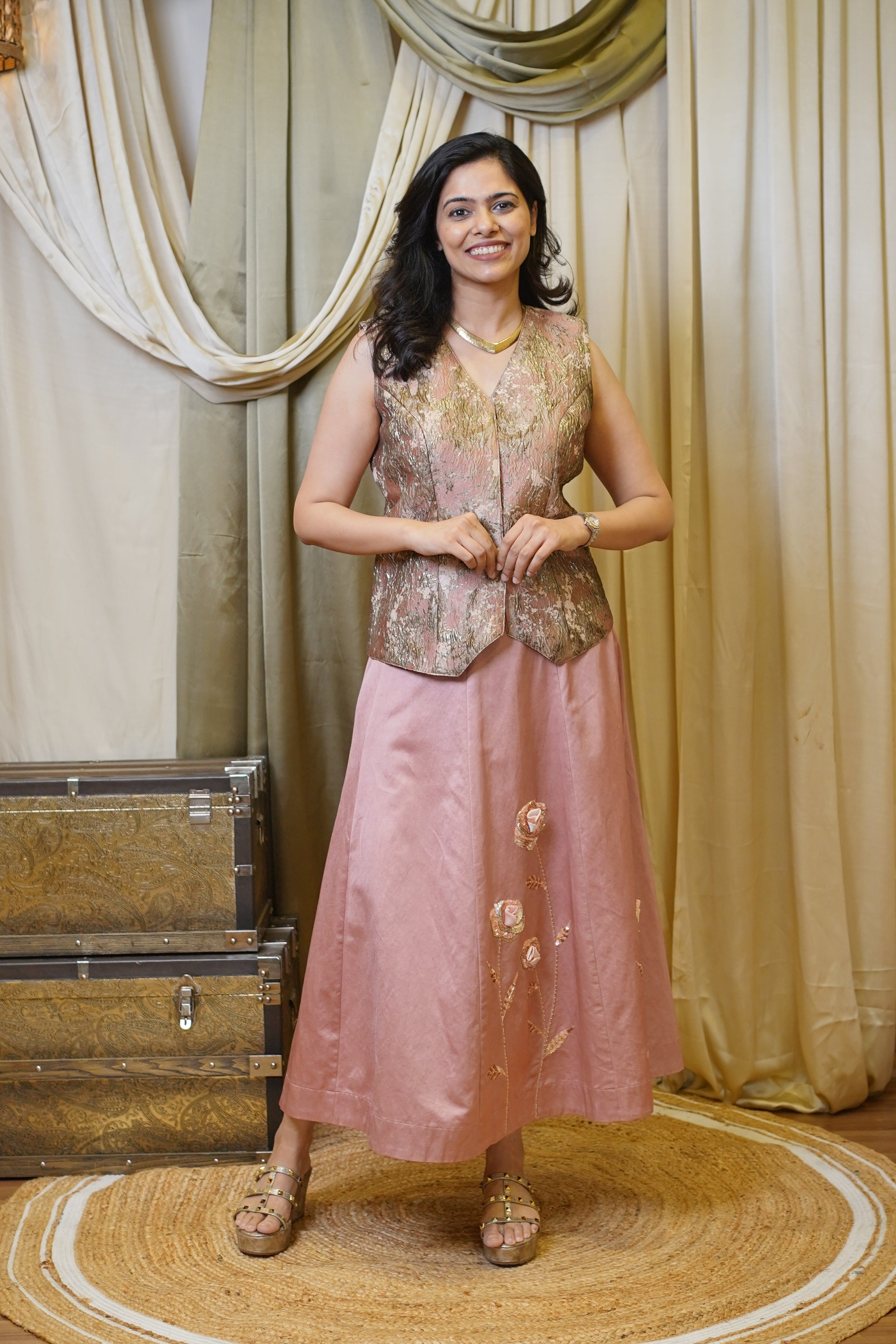 BLUSH HARMONY JACKET SKIRT SET