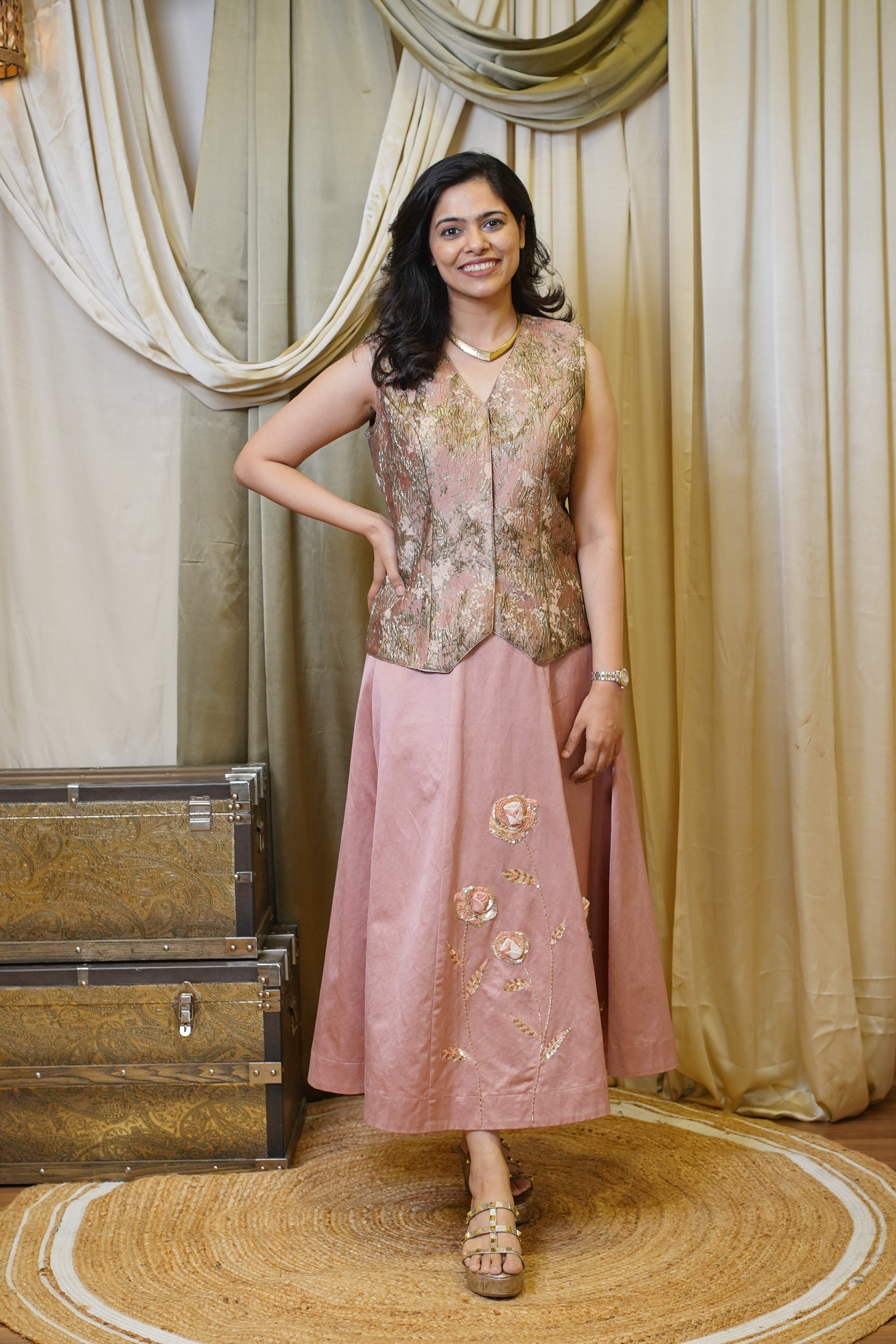 BLUSH HARMONY JACKET SKIRT SET