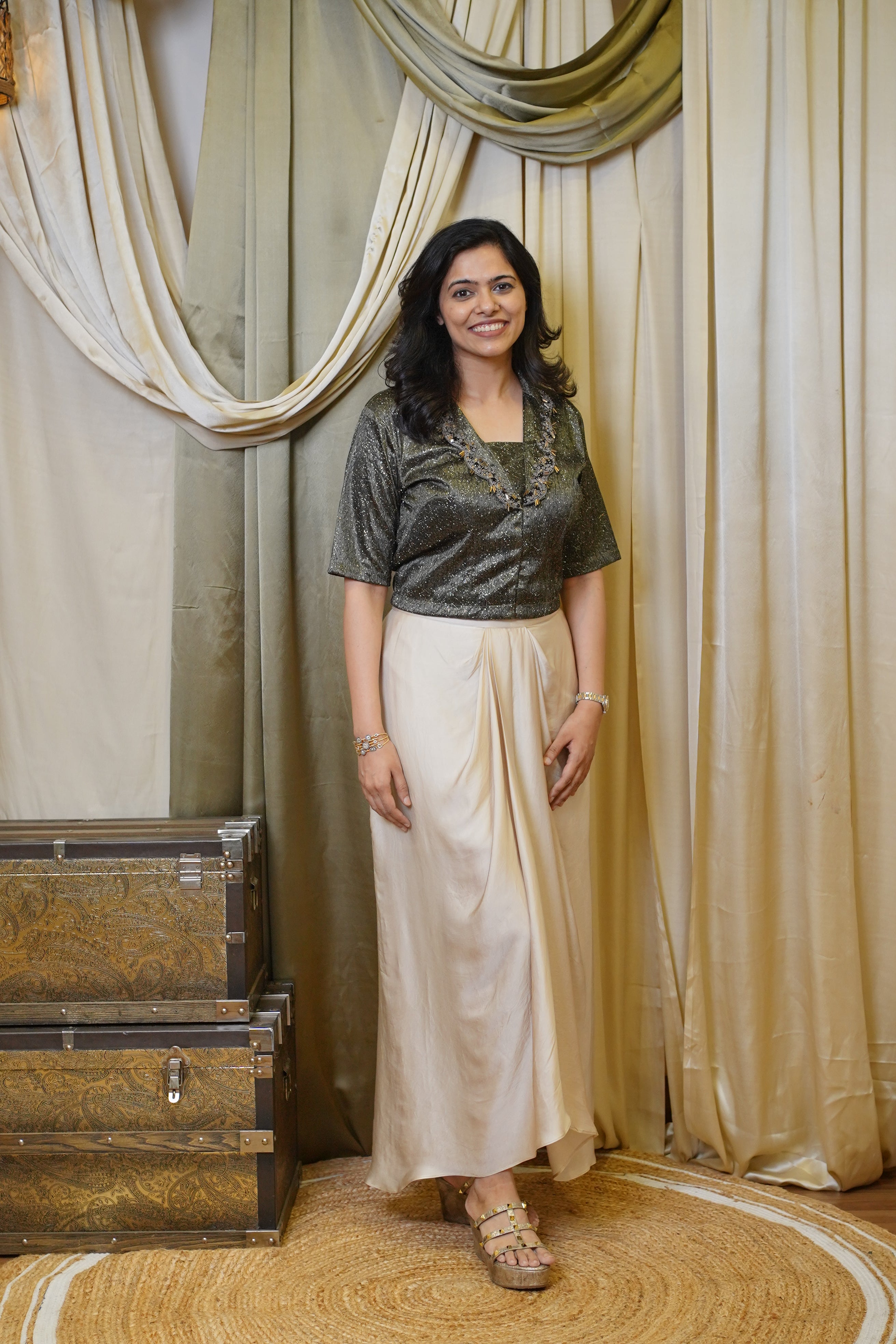 Shimmery Top & Skirt Set