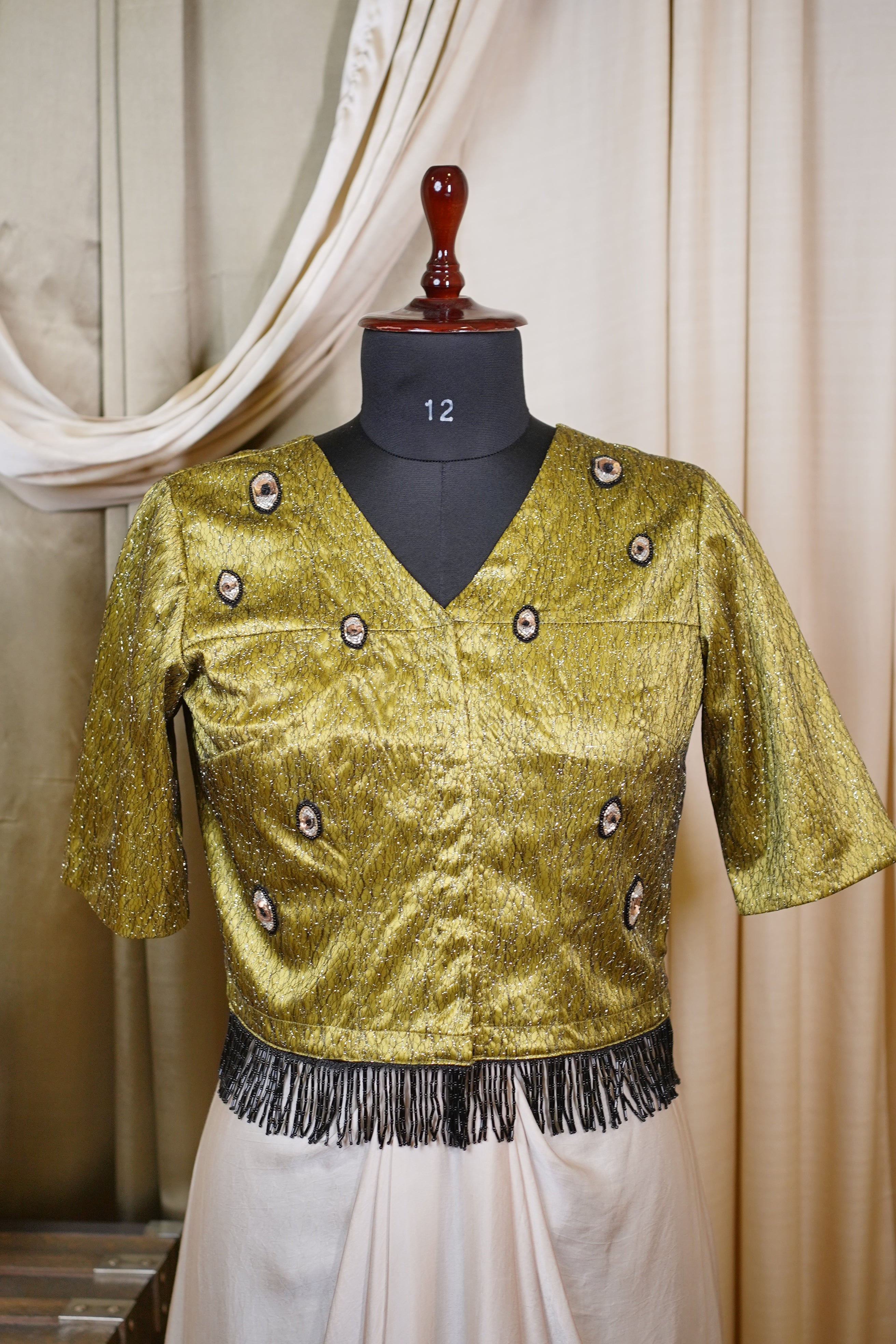 OLIVE SHIMMERY TOP & JACKET SET