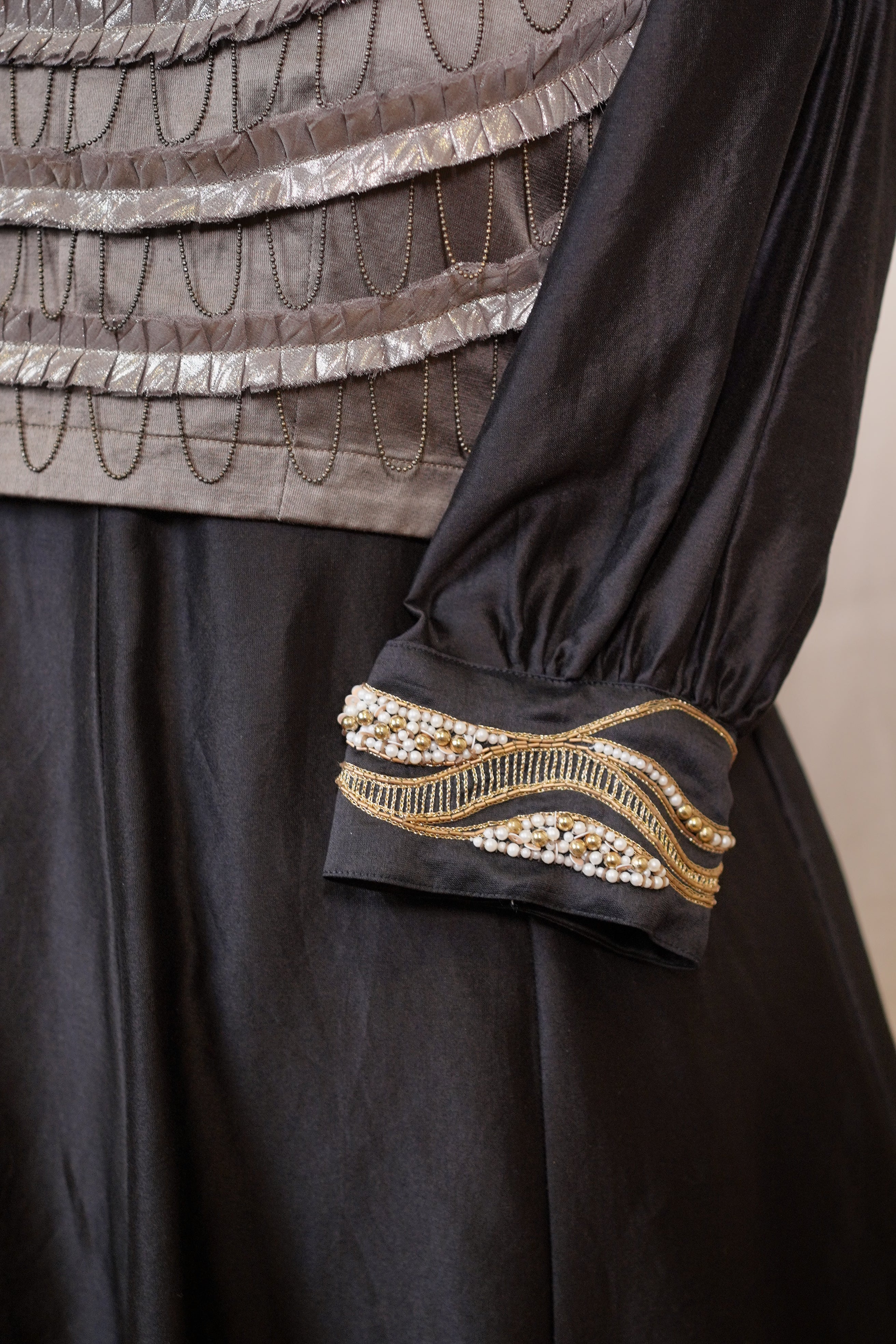 ORNATE BLACK MIDI DRESS