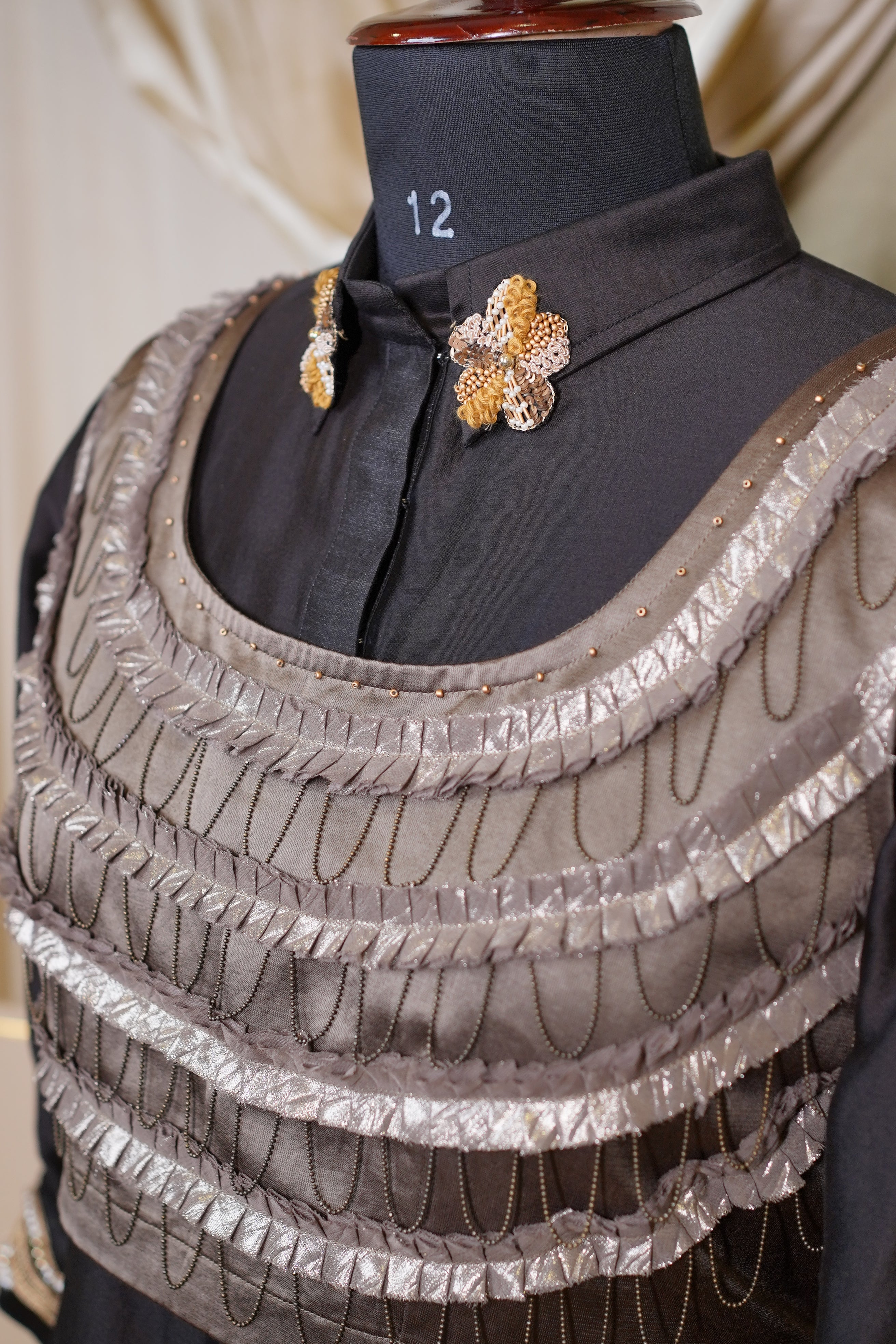 ORNATE BLACK MIDI DRESS