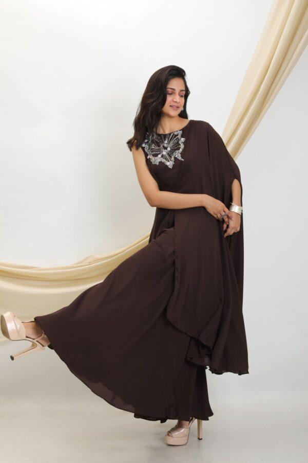 BROWN KAFTAAN JUMPSUIT