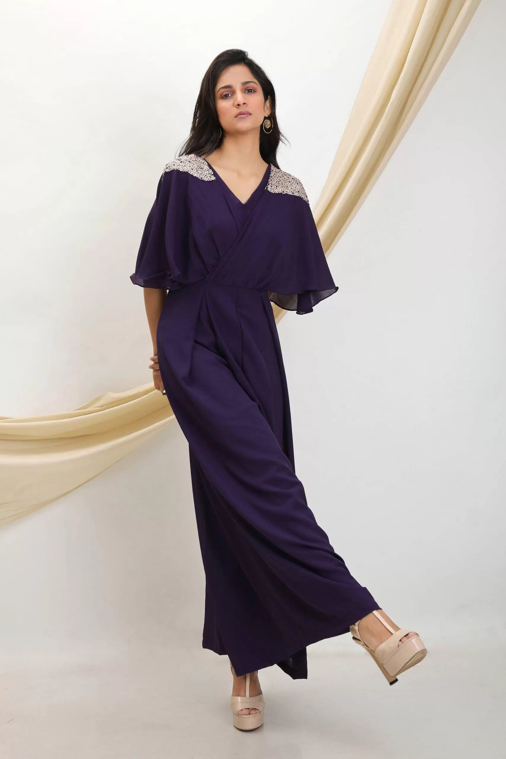 PURPLE FLARED JUMPSUIT