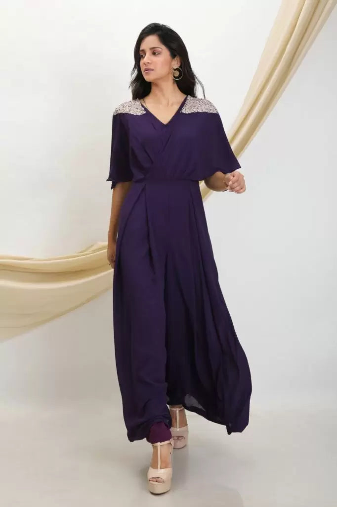 PURPLE FLARED JUMPSUIT