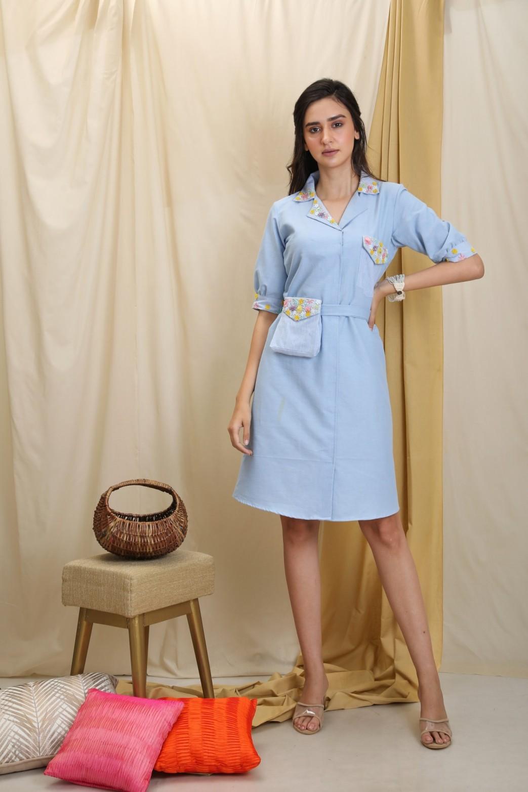 LIGHT BLUE SHORT DRESS