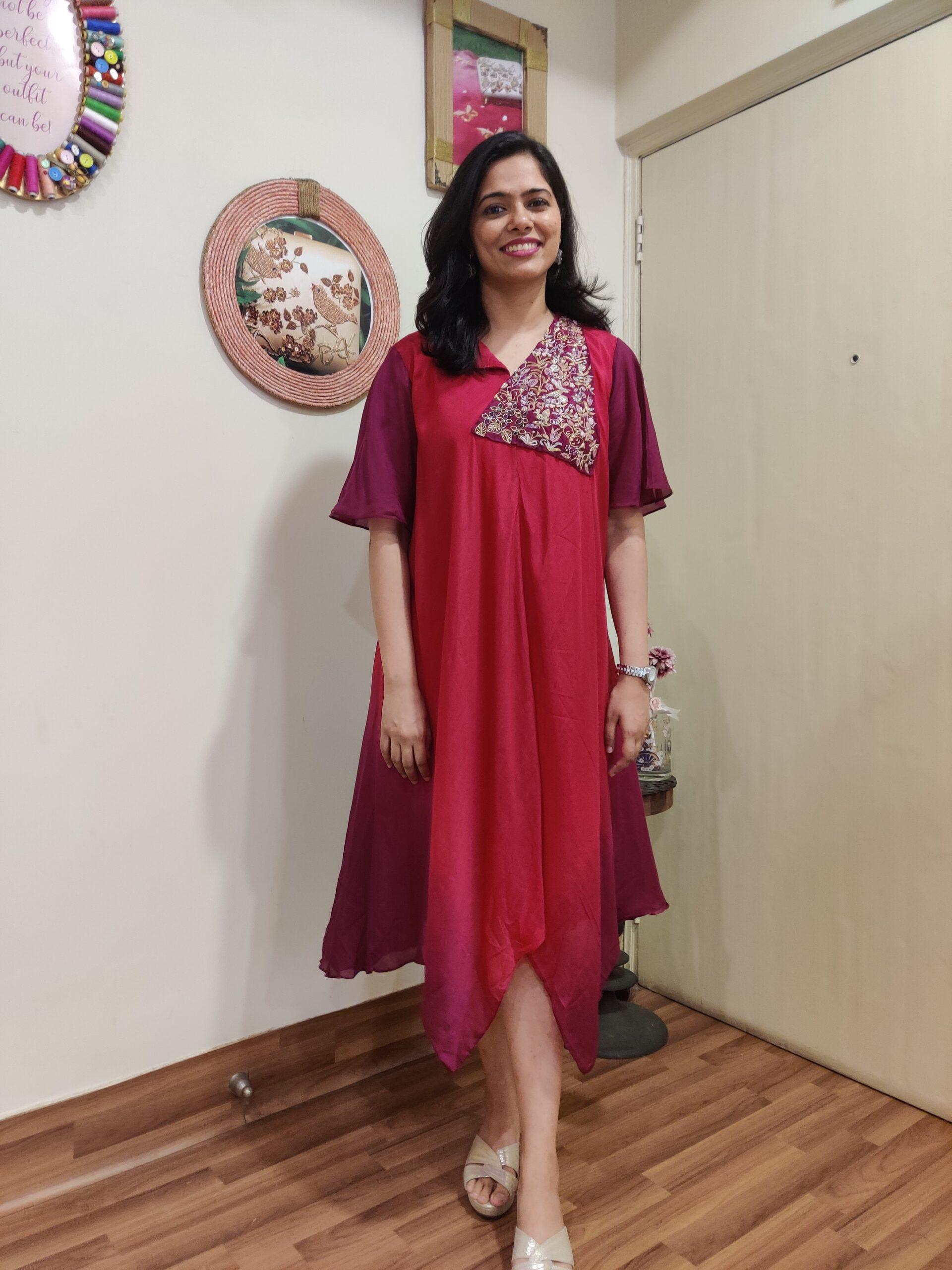 ASYMMTERIC PINK WINE OMBRE TUNIC