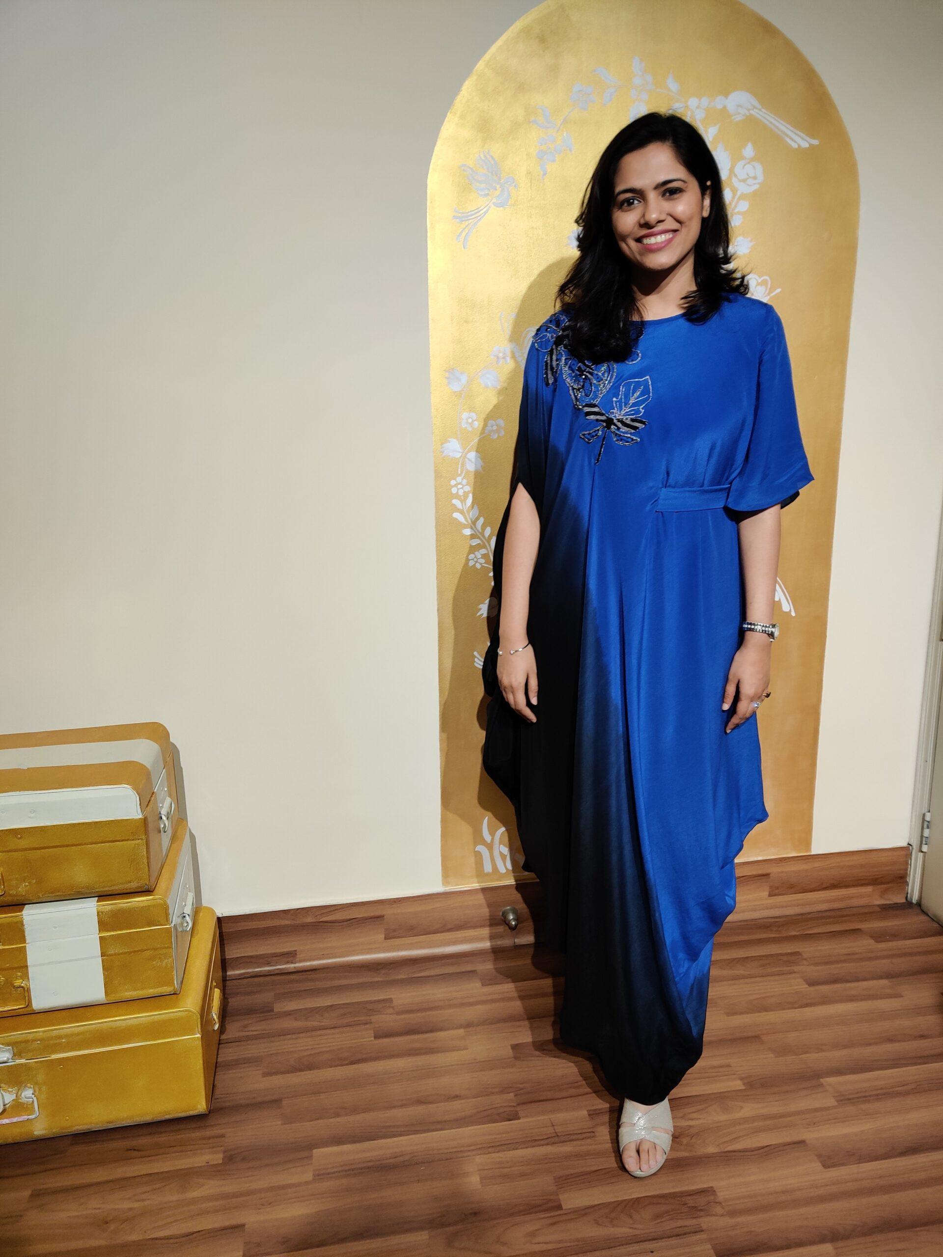 OMBRE COWL DRESS WITH SIDE BELT