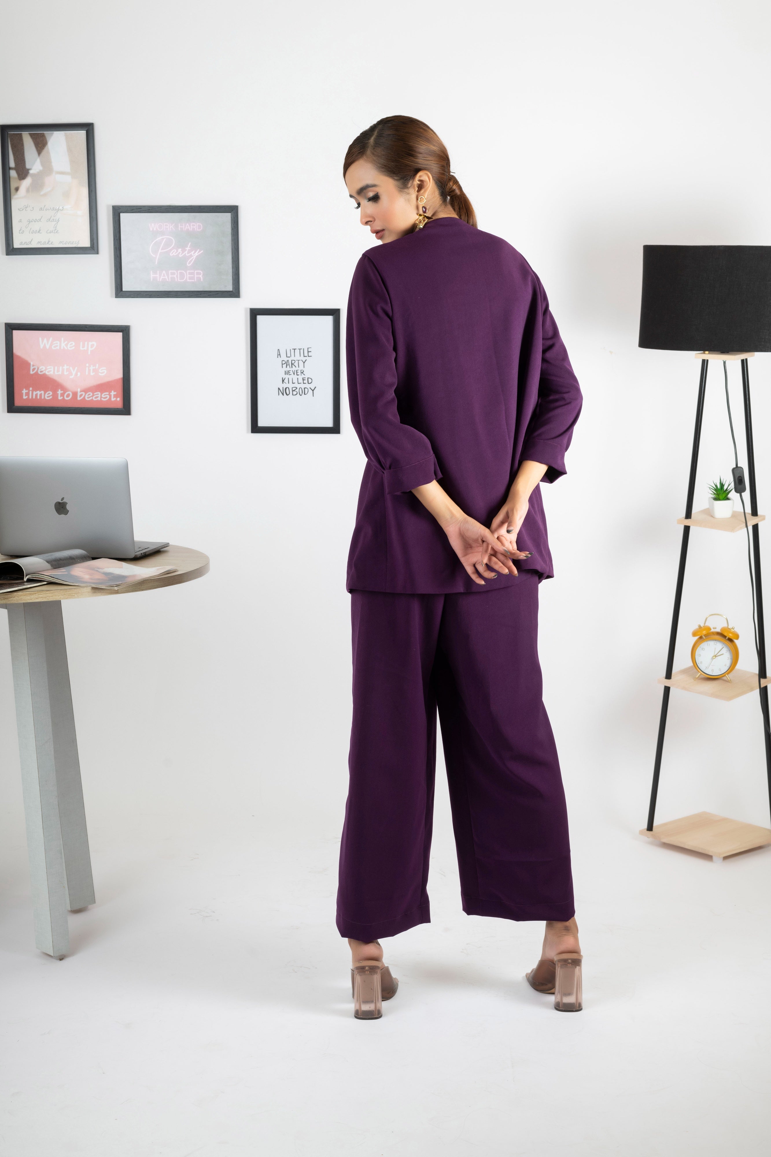 HAZEL PULL ON PLUM CO ORD SET