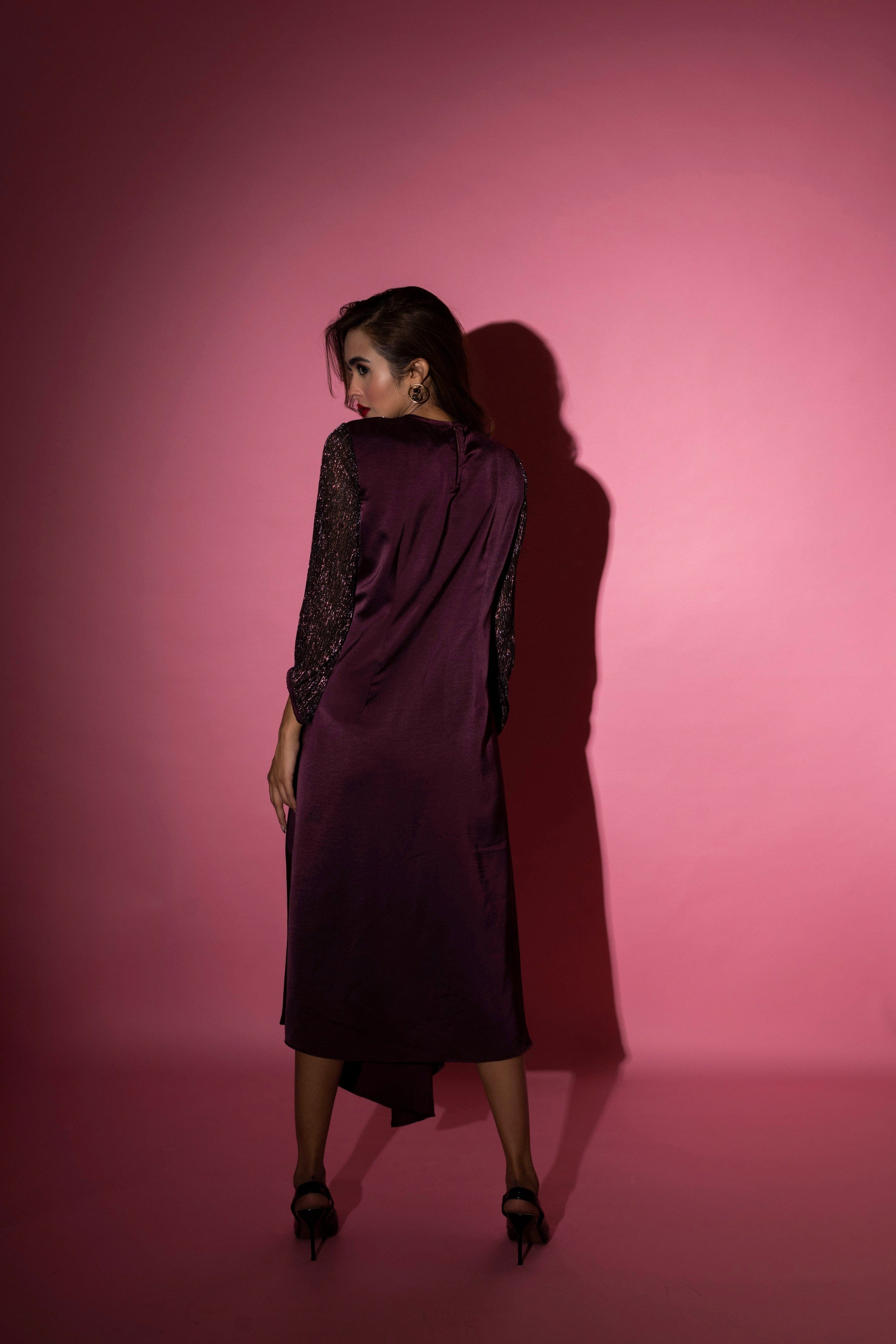 THIRD FROM SATIN TIE JADE DRESS