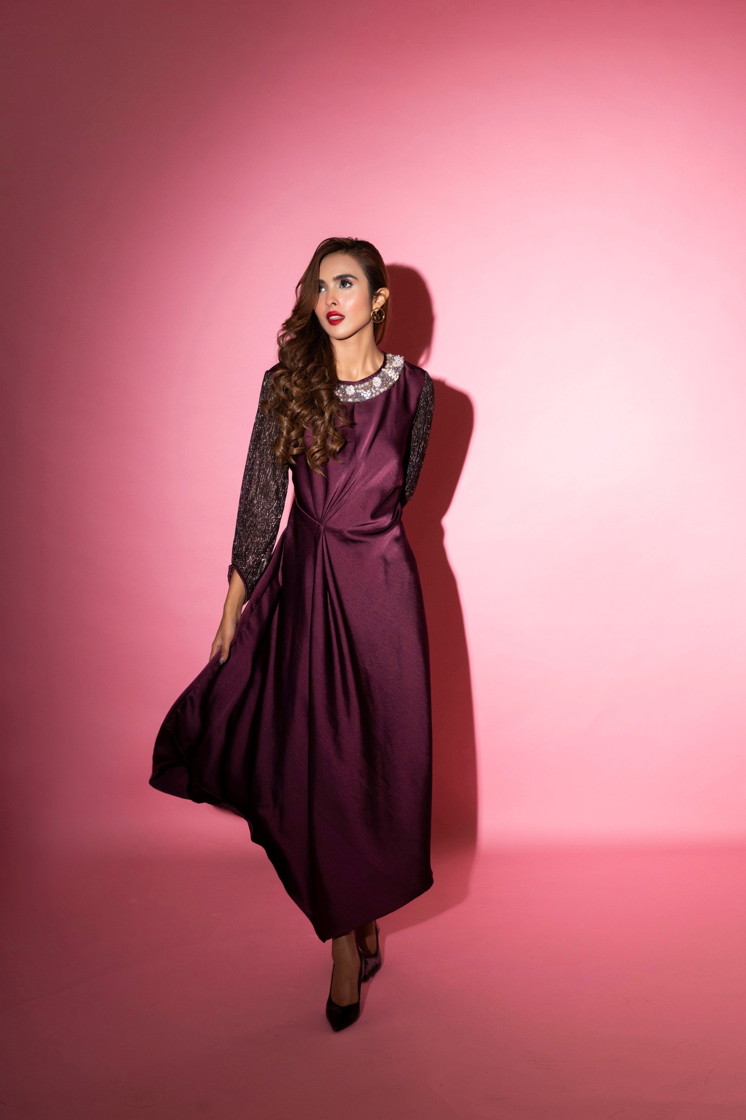 THIRD FROM SATIN TIE JADE DRESS