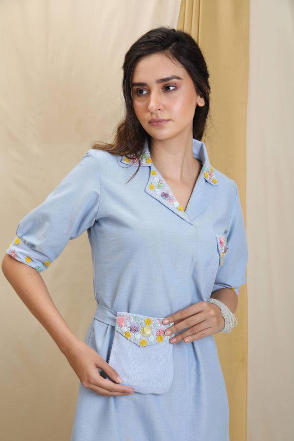 LIGHT BLUE SHORT DRESS