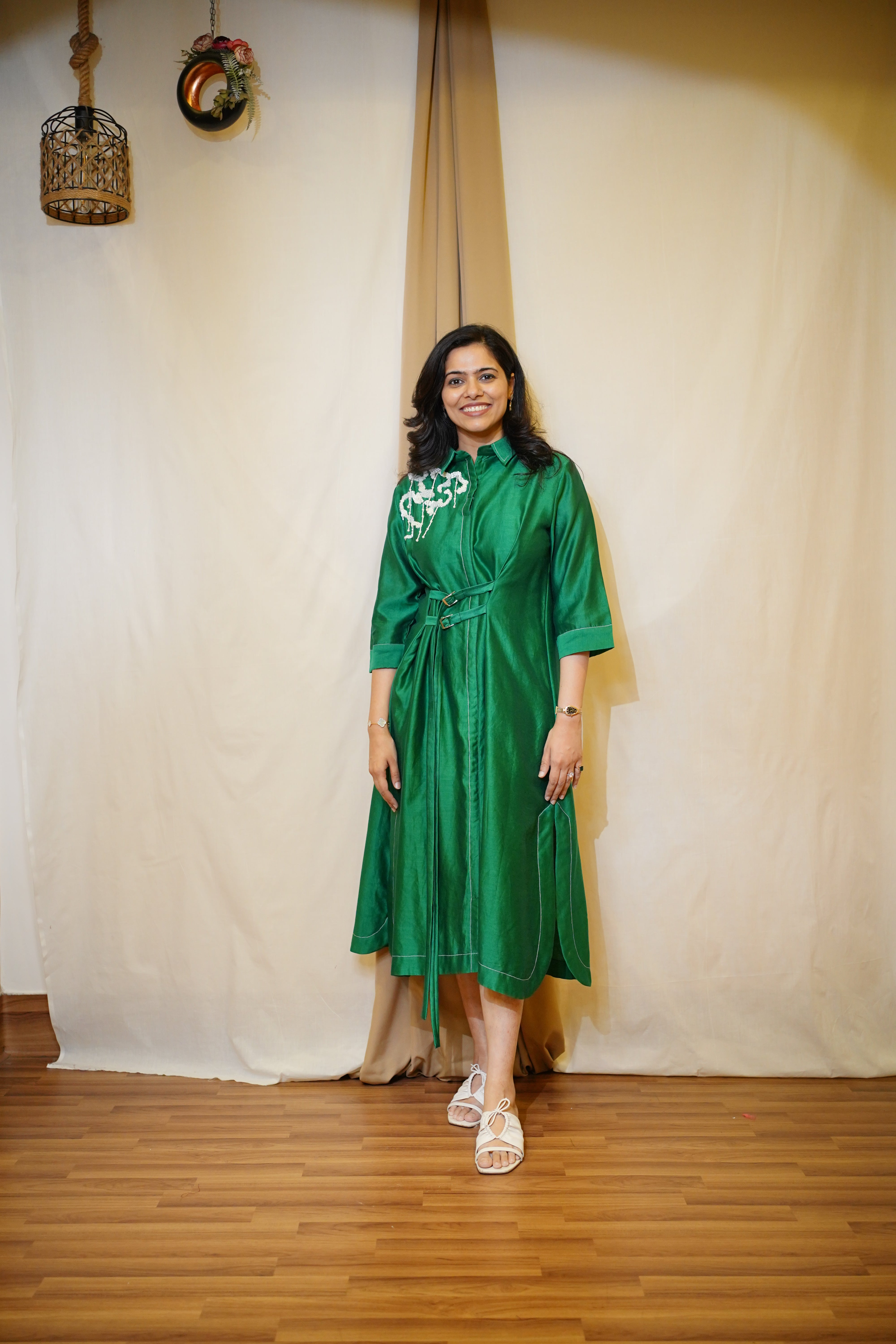 Green Radiance Belted Dress