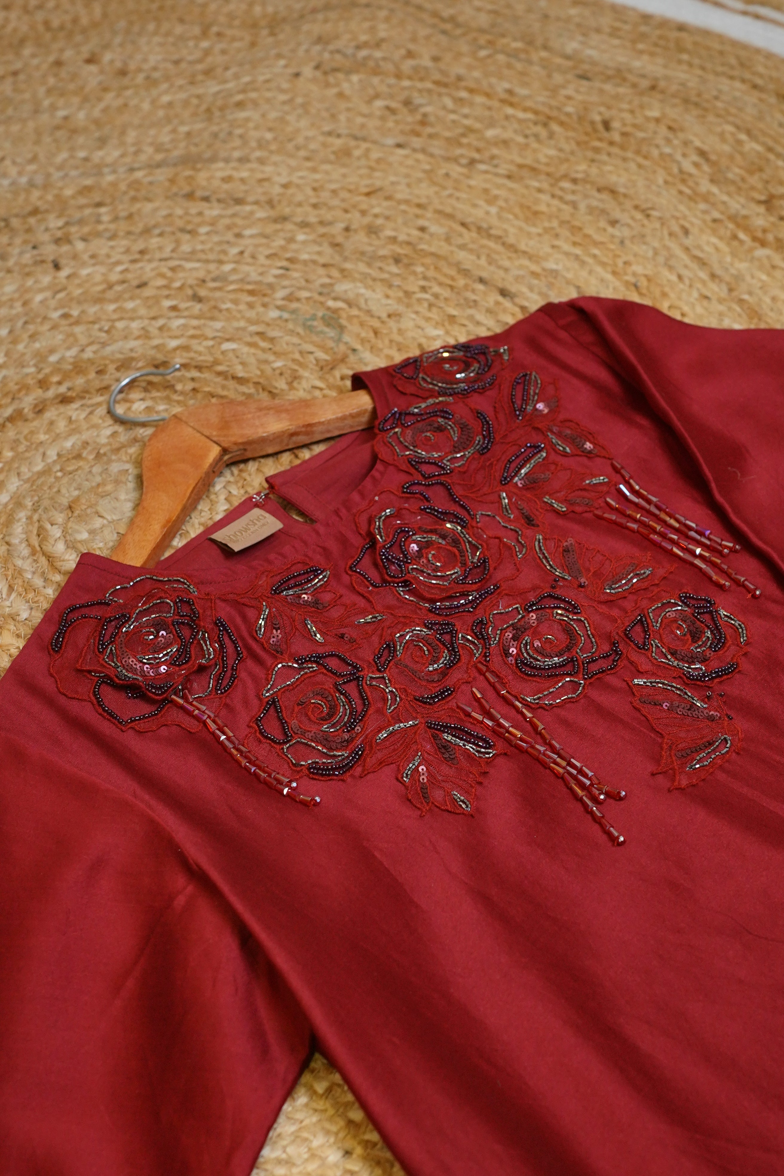 RED EMBROIDERED DRESS